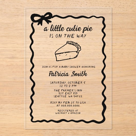 Kleine Süsse Pie Hand gezeichnet Doodle Fall Baby Acryleinladungen (Vorderseite)