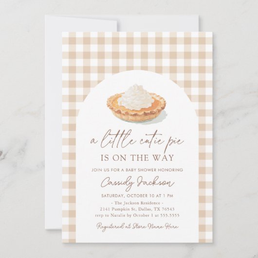 Kleine Süsse Pie on Way Fall Baby Shower Einladung (Vorderseite)