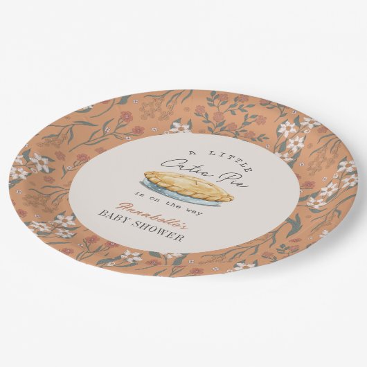 Kleine Süsse Pie Orange Floral Baby Dusche Pappteller (Schrägansicht)