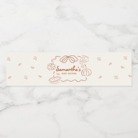 Kleine Süsse Pie Pumpkin Baby Dusche Wasserflaschenetikett (Einzelnes Label)
