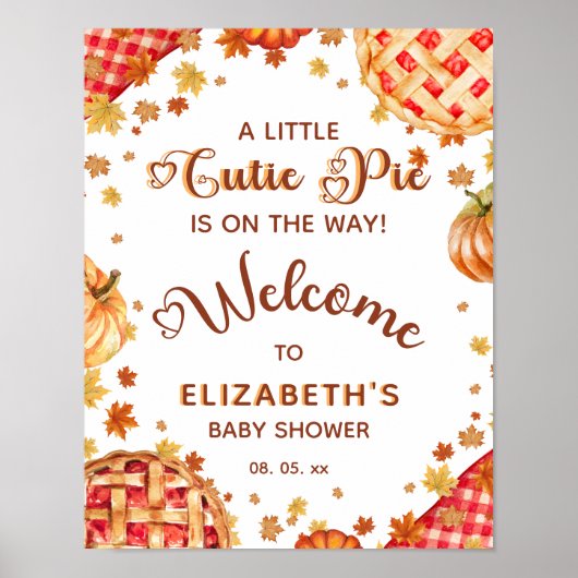 Kleine Süsse Pie Pumpkin Fall Baby Dusche Willkomm Poster (Vorne)