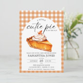 Kleine Süsse Pie Pumpkin Fall Gingham Baby Dusche Einladung (Stehend Vorderseite)