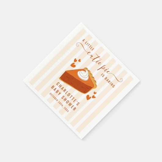 Kleine Süsse Pie Pumpkin Fall Stripes Babydusche Serviette (Ecke)