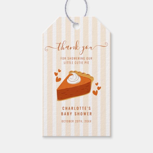 Kleine Süsse Pie Stripes Kinderdusche Danke Geschenkanhänger (Vorderseite)