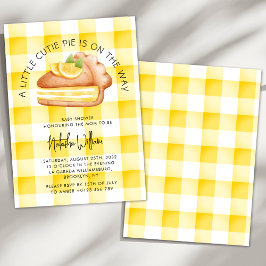 Kleine Süsse Pie Yellow Gingham Kariert Baby Dusch Einladung
