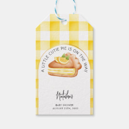 Kleine Süsse Pie Yellow Gingham Kariert Baby Dusch Geschenkanhänger