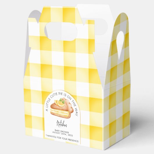 Kleine Süsse Pie Yellow Gingham Kariert Baby Dusch Geschenkschachtel (Geöffnet)