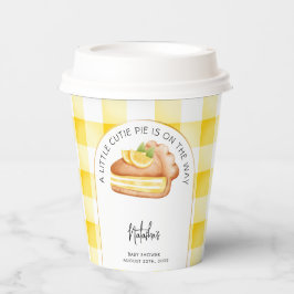Kleine Süsse Pie Yellow Gingham Kariert Baby Dusch Pappbecher
