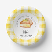 Kleine Süsse Pie Yellow Gingham Kariert Baby Dusch Pappteller (Vorderseite)