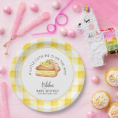 Kleine Süsse Pie Yellow Gingham Kariert Baby Dusch Pappteller (Party)