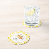 Kleine Süsse Pie Yellow Gingham Kariert Baby Dusch Untersetzer (Vor Ort)