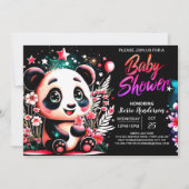 Kleine Süsse Pink Panda Dream Girl Babydusche Einladung (Vorderseite)
