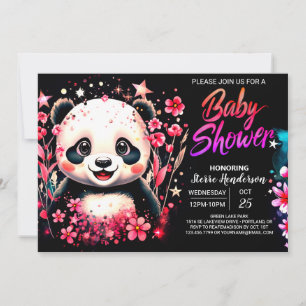 Kleine Süsse Pink Panda Magic Girl Babydusche Einladung
