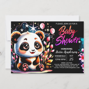 Kleine Süsse Pink Panda Magic Girl Babydusche Einladung