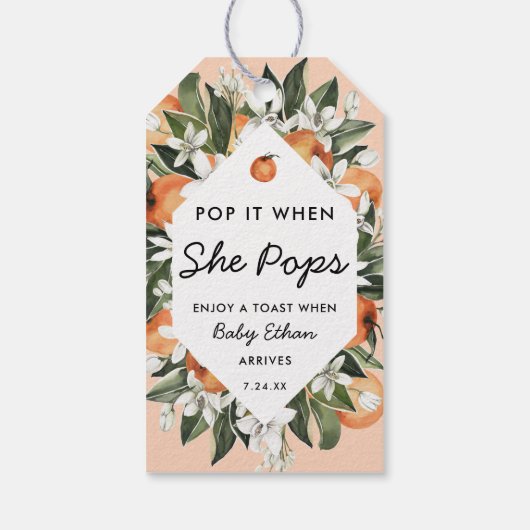 Kleine Süsse Pop Es, wenn sie Pop Champagner Flasc Geschenkanhänger (Rückseite)