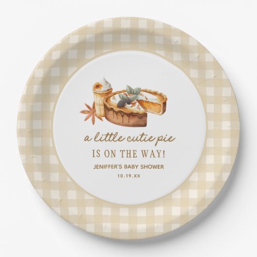 Kleine Süsse Pumpkin Pie Babydusche Pappteller (Vorderseite)