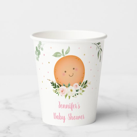 Kleine Süsse Rosa Blumendusche Pappbecher (Rückseite)