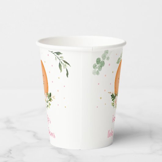 Kleine Süsse Rosa Blumendusche Pappbecher (Rechts)