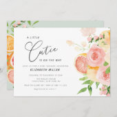 Kleine Süsse Rosa Blütendusche Einladung (Vorne/Hinten)
