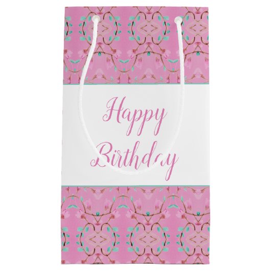 Kleine süße, rosa und Gemusterte Geschenktüte (Vorderseite)