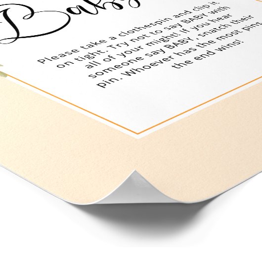 Kleine Süsse Sprich nicht Baby Duschgame Poster (Ecke)