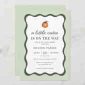 Kleine Süsse Squiggle Mandarine Baby Dusche Invita Einladung (Vorne/Hinten)