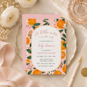 Kleine Süße Tangerine Florale Babyparty  Einladung
