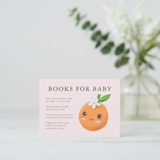 Kleine Süsse Themenbücher für Baby Pink Baby Showe Begleitkarte (Stehend Vorderseite)