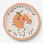 Kleine Süsse unterwegs | Niedliche Orange Baby Dus Pappteller (Vorderseite)