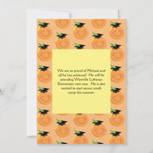 Kleine Süsse Vorschulabitur Mandarine Einladung (Rückseite)