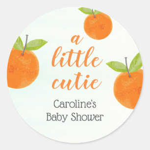 Kleine Süße Wasserfarbe Orange Babyparty Runder Aufkleber