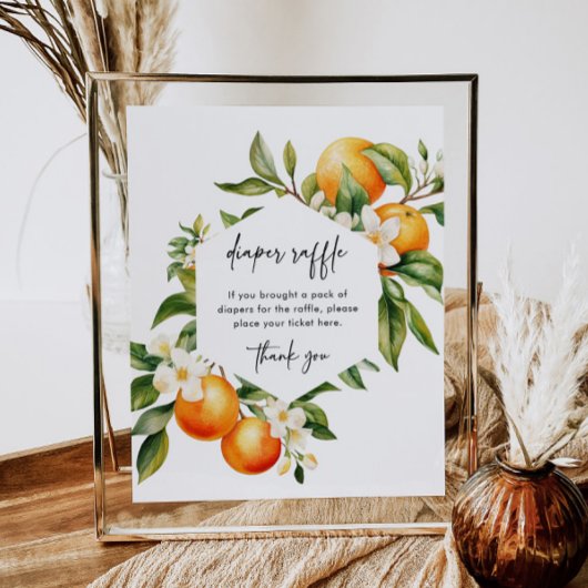 Kleine Süsse Windeln Raffle Sign Citrus Baby Dusch Poster