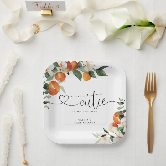 Kleine Süsse Zitrusfrüchte Babydusche Pappteller (Hochzeit)