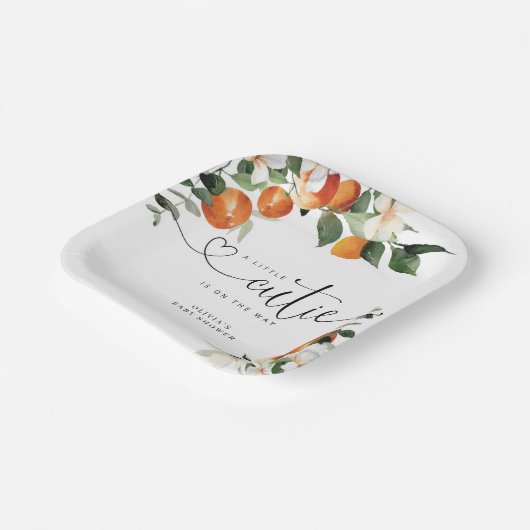 Kleine Süsse Zitrusfrüchte Babydusche Pappteller (Gewinkelt)