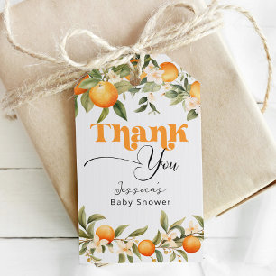 Kleine Süsse Zitrusfrüchte Orangen Babydusche dank Geschenkanhänger