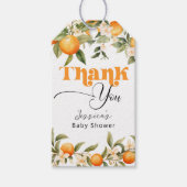 Kleine Süsse Zitrusfrüchte Orangen Babydusche dank Geschenkanhänger (Vorderseite)