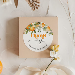 Kleine Süsse Zitrusfrüchte Orangen Geburtstag dank Runder Aufkleber