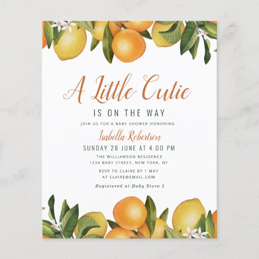 kleine Süsse Zitrusfrüchte-Orangengrün Babydusche (Vorderseite)