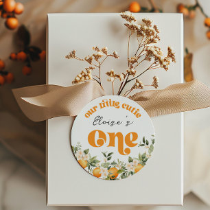 Kleine Süße zum 1. Geburtstag Zitrus Orangen Runder Aufkleber