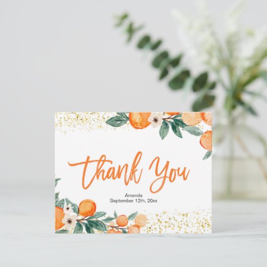 Kleine Süssen Orange Danke Karte (Stehend Vorderseite)