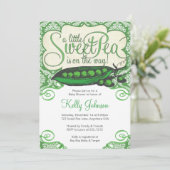 Kleine Sweet Pea Baby Dusche Einladung (Stehend Vorderseite)