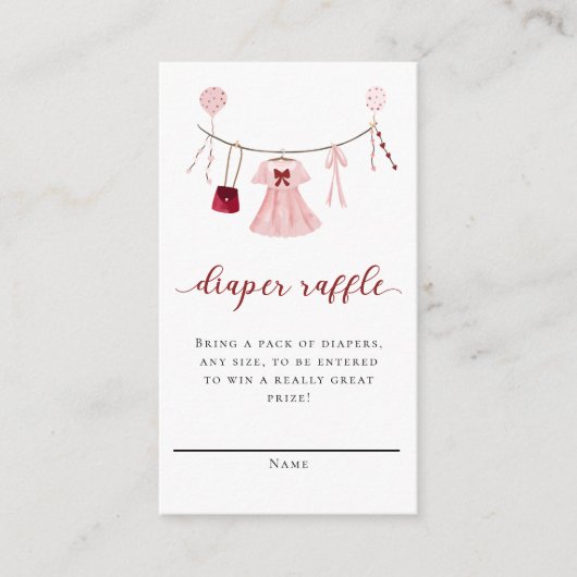 Kleine Sweetheart Baby Duschdusche Windeln Raffel Begleitkarte (Vorderseite)