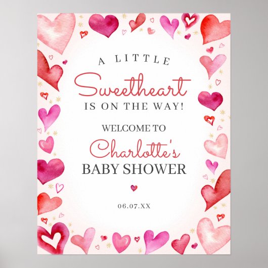 Kleine Sweetheart Baby Dusche Begrüßungszeichen Poster (Vorne)