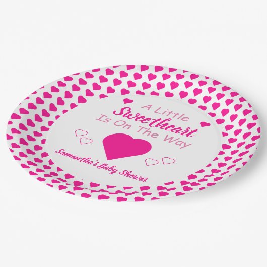 Kleine Sweetheart Baby Dusche Pappteller (Schrägansicht)