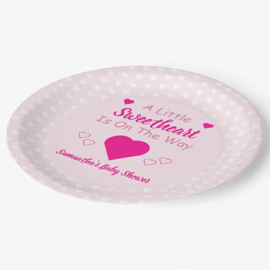 Kleine Sweetheart Baby Dusche Pappteller (Schrägansicht)