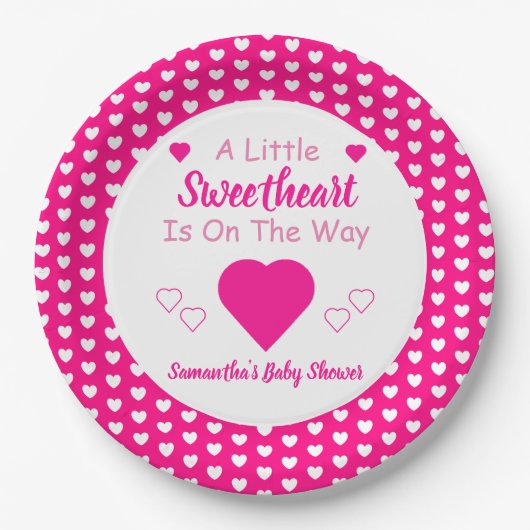 Kleine Sweetheart Baby Dusche Pappteller (Vorderseite)