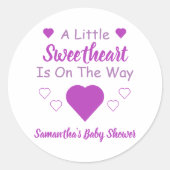 Kleine Sweetheart Baby Dusche Runder Aufkleber (Vorderseite)