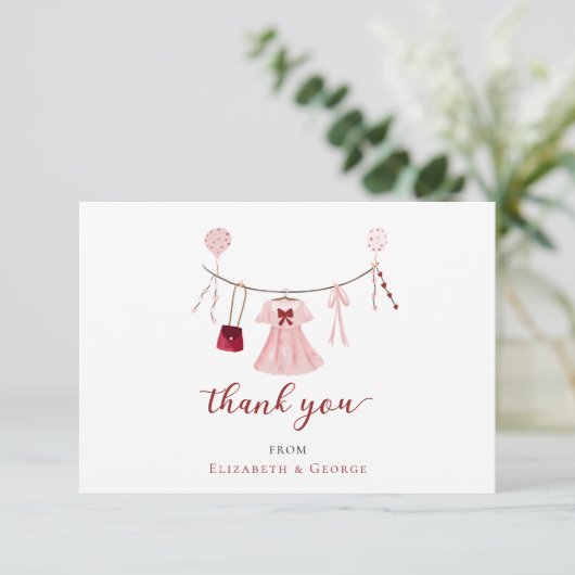 Kleine Sweetheart Baby Dusche Valentine Custom Dankeskarte (Stehend Vorderseite)