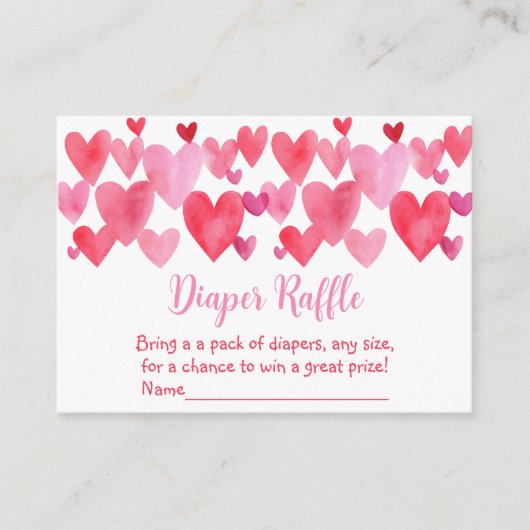 Kleine Sweetheart Baby Dusche Windeln Raffel Begleitkarte (Vorderseite)