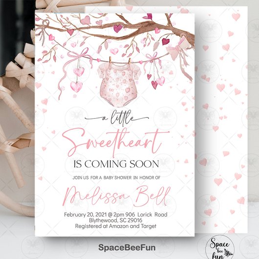 Kleine Sweetheart Baby Shower Invasion, Valentin Einladung